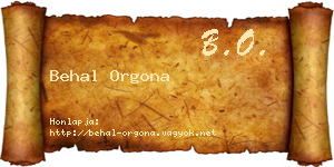 Behal Orgona névjegykártya